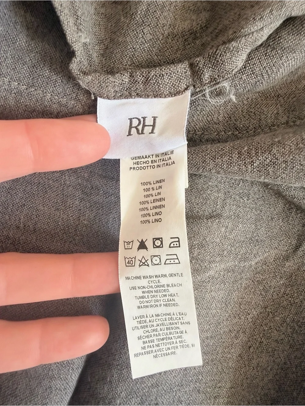 RH Italian Garment-Dyed Textured Linen Standard Sham Graphite